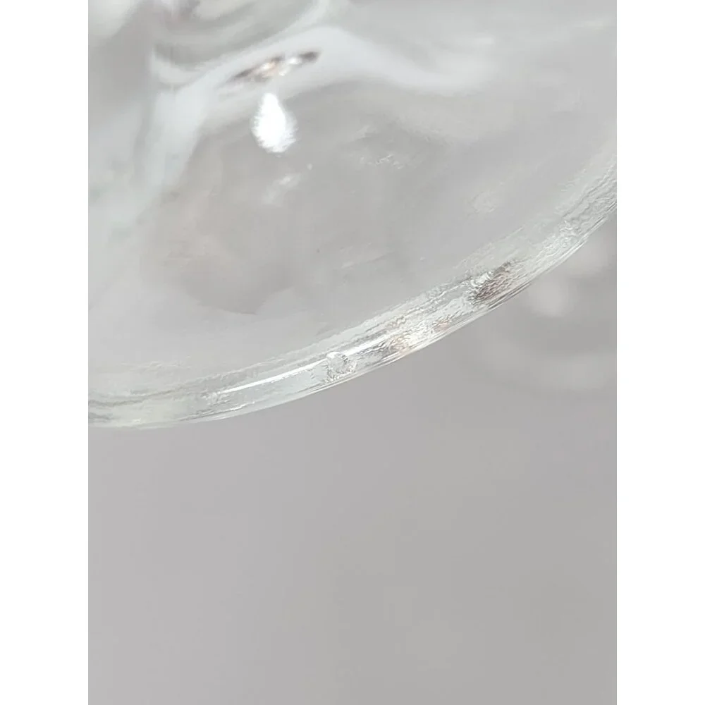 Set Of 4 Vintage Clear Glass Goblets With Gold Trim & Textured‎ Leaf Design